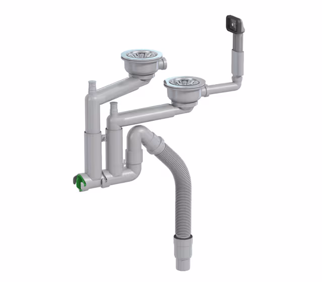 Epoq kurvventil/vannlås N til nedfelt vask med 2 kummer