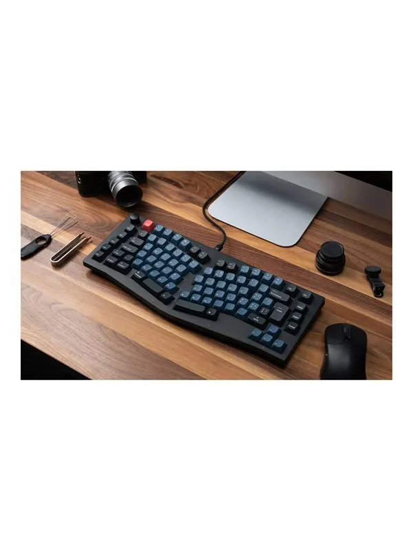 Keychron V10 - keyboard - QMK custom alice layout fully assembled knob mechanical - 75% - QWERTY - Nordic - frosted black Input Device - Tastatur - Nordisk - Blå