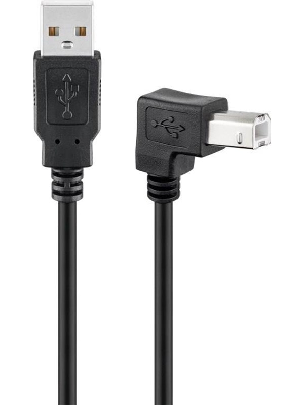 Pro USB-A <-> USB-B 2.0 - 90° - 1m - Svart