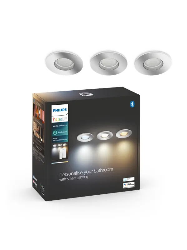 Philips Hue Adore Innfelt Baderomsspot - Krom - 3-pakning