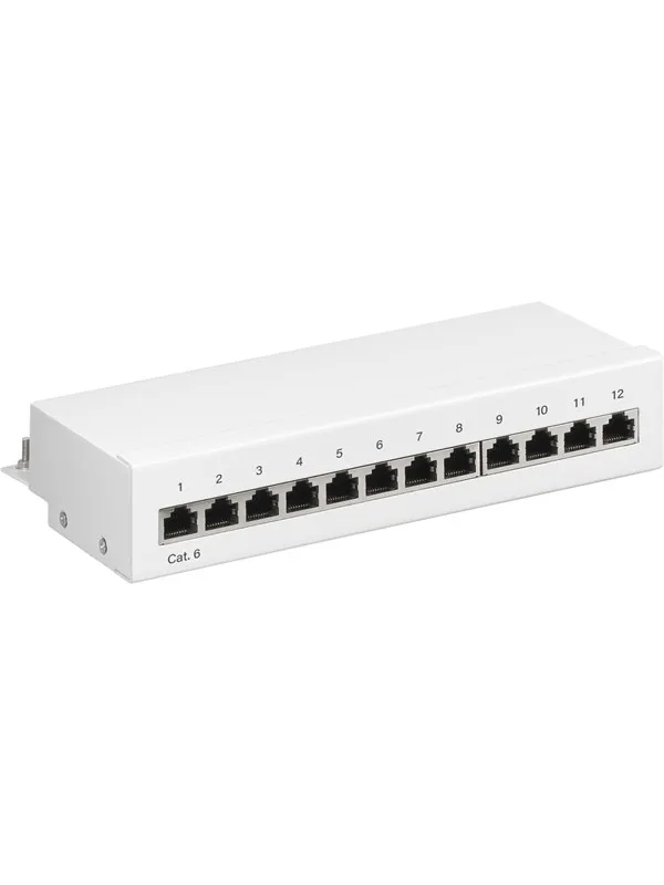 Pro CAT 6 Mini/Desktop Patch Panel 12 Port white - Hvit