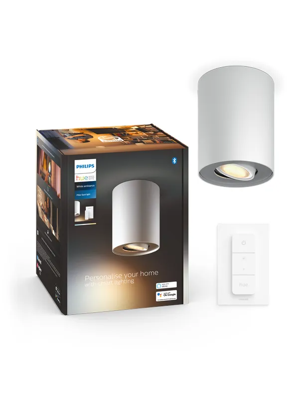 Philips Hue Pillar Single Spotlight - Hvit - Med Dimmebryter