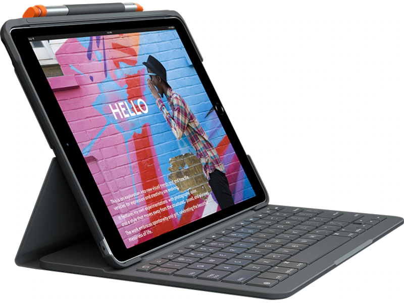 Logitech iPad 10,2" Slim Folio Tastaturdeksel (grå)