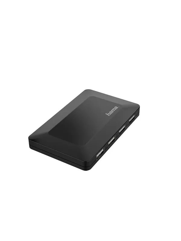 Hama USB Hub 4 Ports USB 2.0 480 Mbit/s incl. Cable and Power Supply Unit USB-hub - 4 porter - Svart