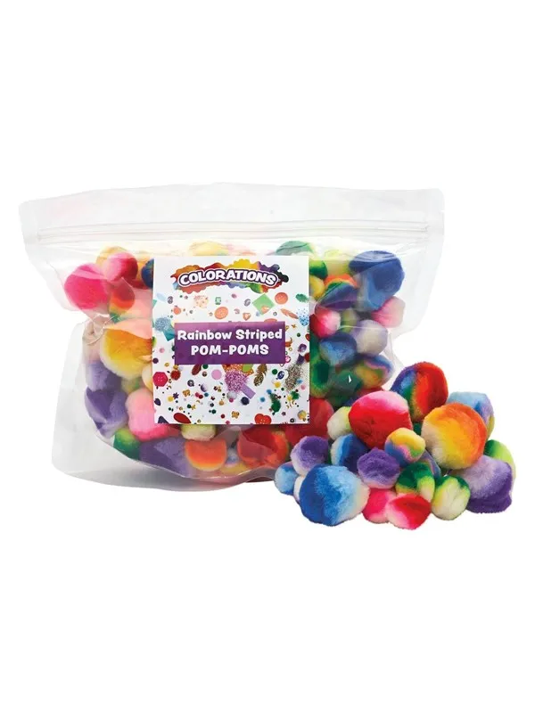 Colorations - Rainbow Striped Pom Poms 180pcs.