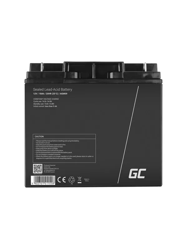 Green Cell AGM09 AGM 12V/18Ah Gel Deep Cycle