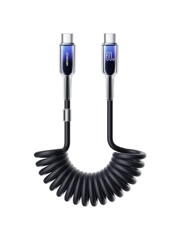 Joyroom S-A43 Crystal-Clear Series 60W USB-C - USB-C spiral cable 1.5m - black