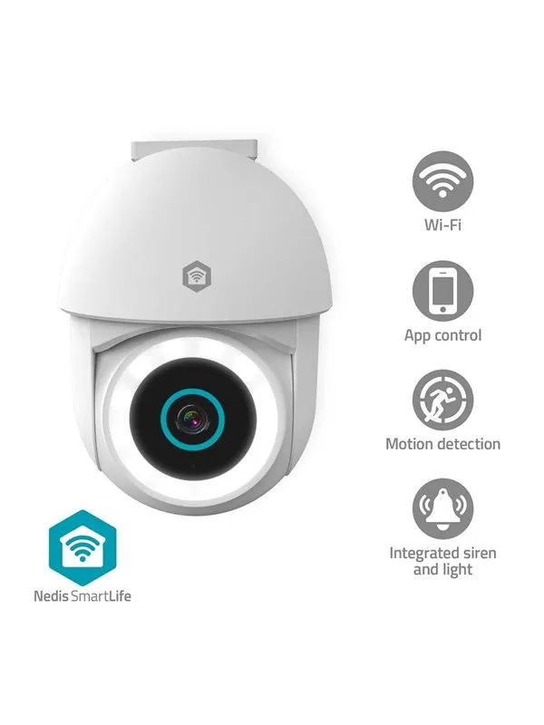 Nedis SmartLife outdoor camera Wi-Fi 3MP Full HD 1296p IP65 With motion sensor Night vision White