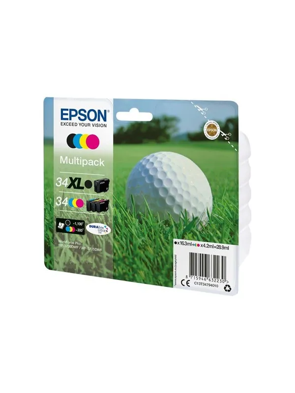 Epson 34XL - 4 pakker - XL - sort gul cyan magenta - original - blækpatron