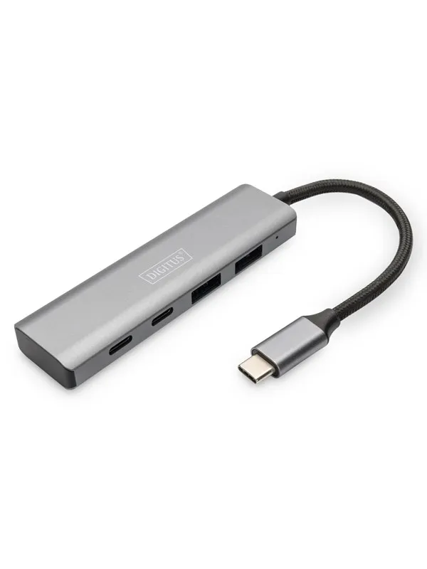 DIGITUS USB-C to 4 x USB-C Hub USB-hub - 4 porter - Grå