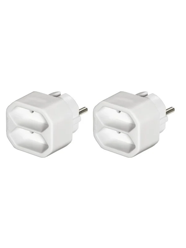 Hama 2-way Socket Adapter Double Pack White