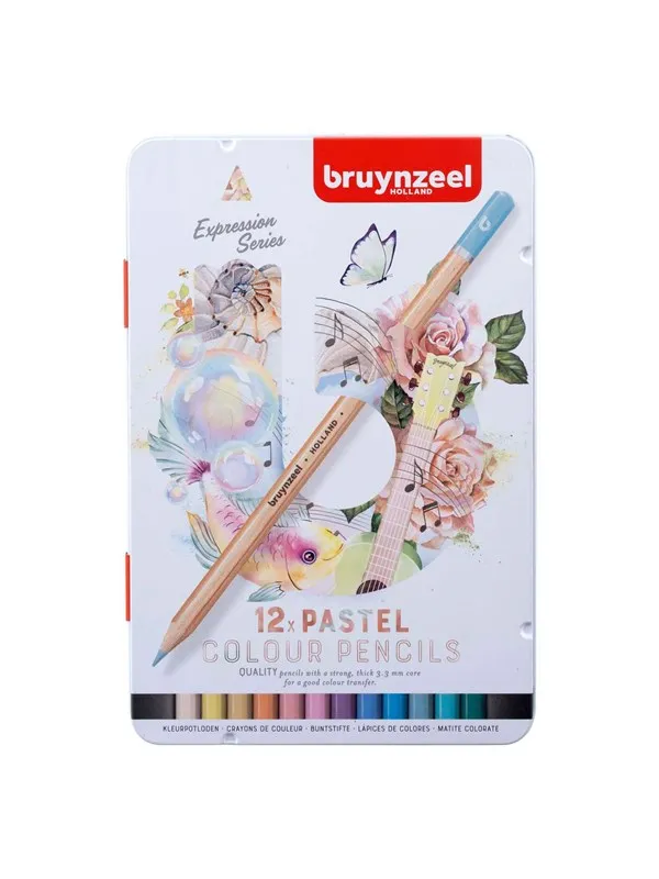 Bruynzeel Expression Colored Pencils Pastel Shades Tin 12