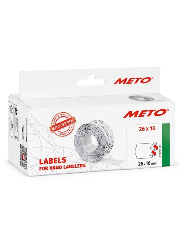 METO Prisetiketter, 26x16mm, hvit, 6rl/1000