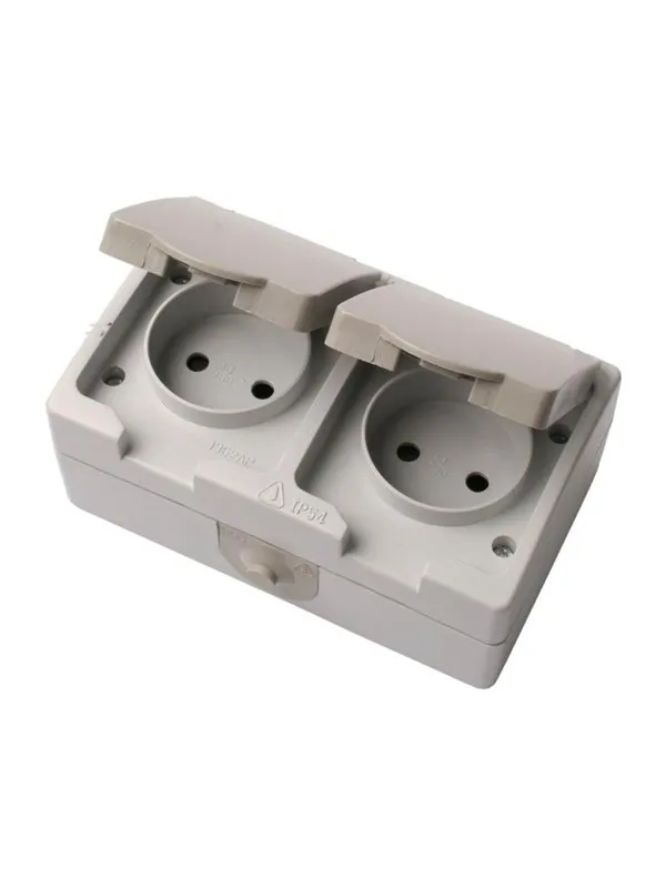 Elworks Switch double ip54 horizontal grey