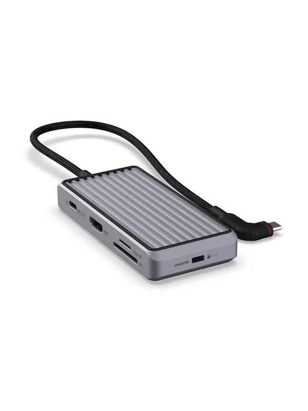 Unisynk 8 Port USB-C Hub V2 4K 60 HZ 100QW - Grey