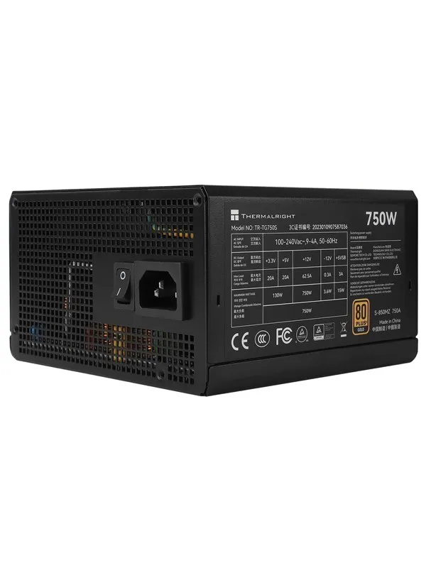 Thermalright TG S (Non-Modular) Svart - Strømforsyning (PSU) - 750 Watt - 120 mm - ATX 3.0 - 80 Plus Gold sertifisert