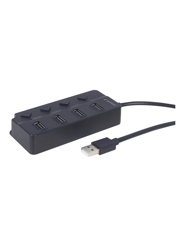 Gembird UHB-U2P4P-01 - hub - with switches - 4 ports USB-hub - 4 porter - Svart