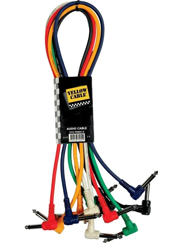 Yellow Cable P060C-6 - 6 x 1/4" vinklet Jack/vinklet Jack patchkabel 60cm.