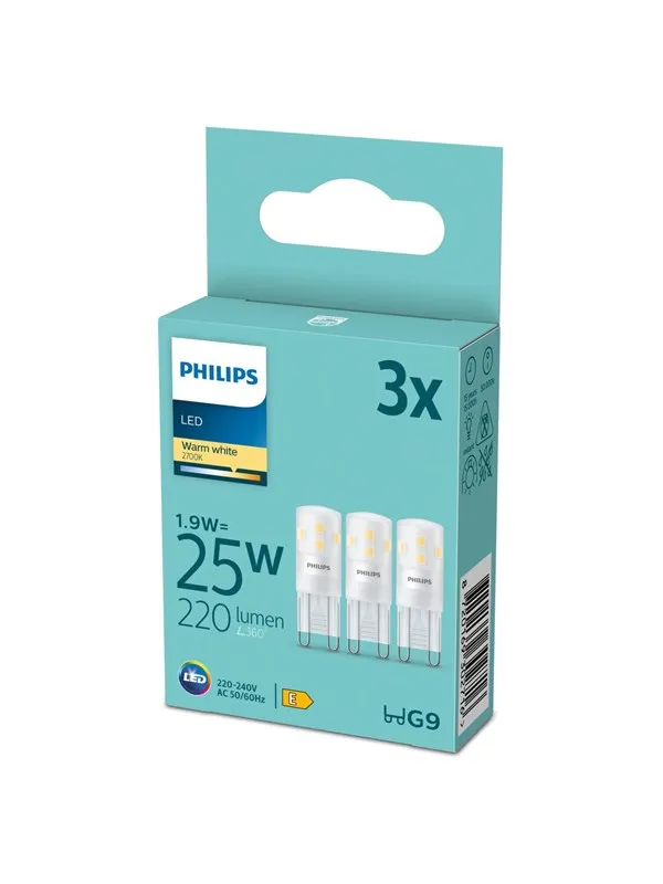 Philips LED-lyspære Spot 1.9W827 (25W) 3-pack G9