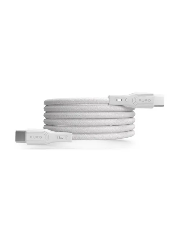 Puro Magnetic USB-C - USB-C 60W USB 3.2 (20 Gbps) 1m Magnetic Cable - White