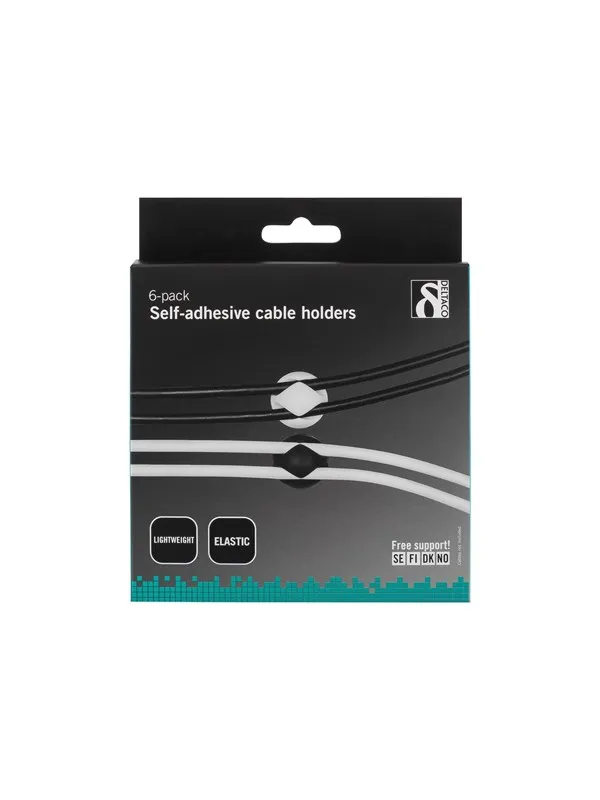 Deltaco Cable Holder Self Adhesive 6-pack