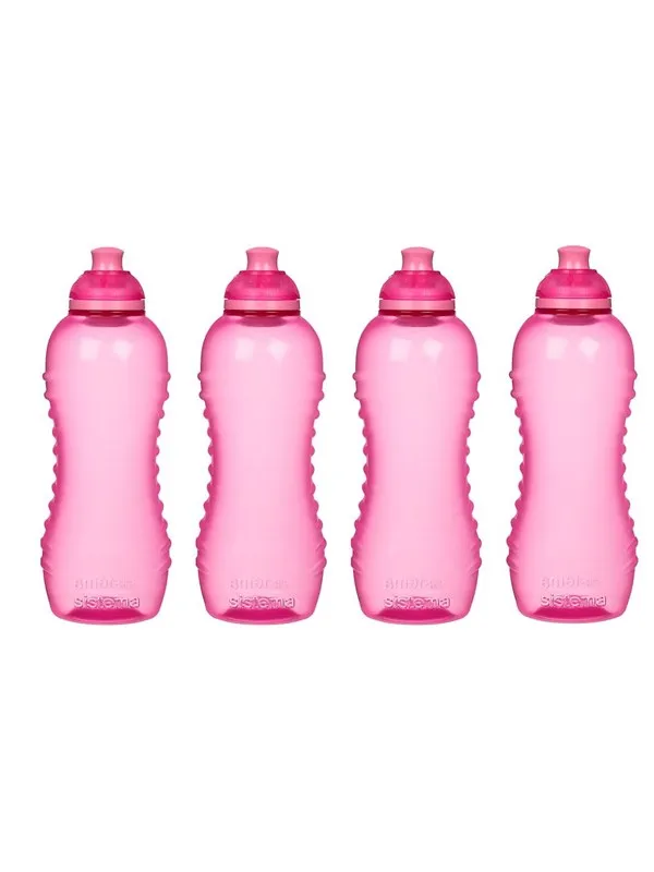 Sistema 460ml Squeeze Bottle Pink 4 Pack