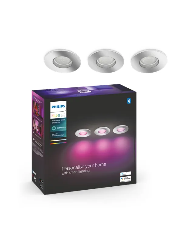 Philips Hue Xamento Innfelt Spot for Baderom - Krom - 3-pakning