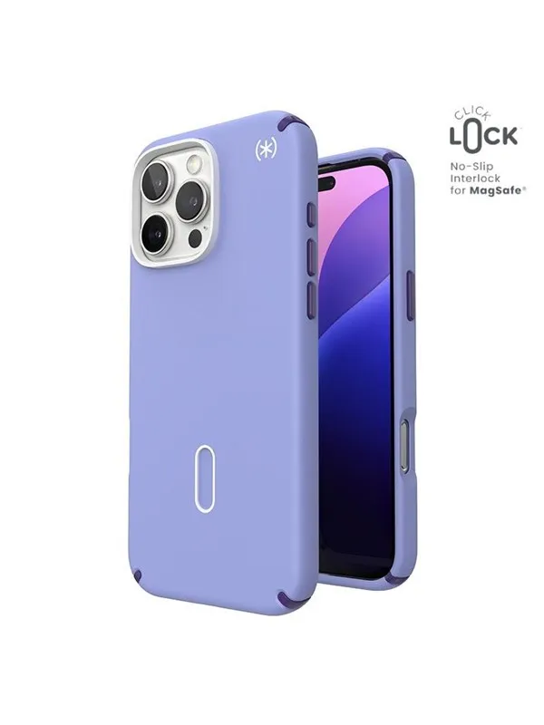 Speck Presidio2 Pro ClickLock & MagSafe - iPhone 16 Pro Max Case - Future Lavender / Cassis Purple / White