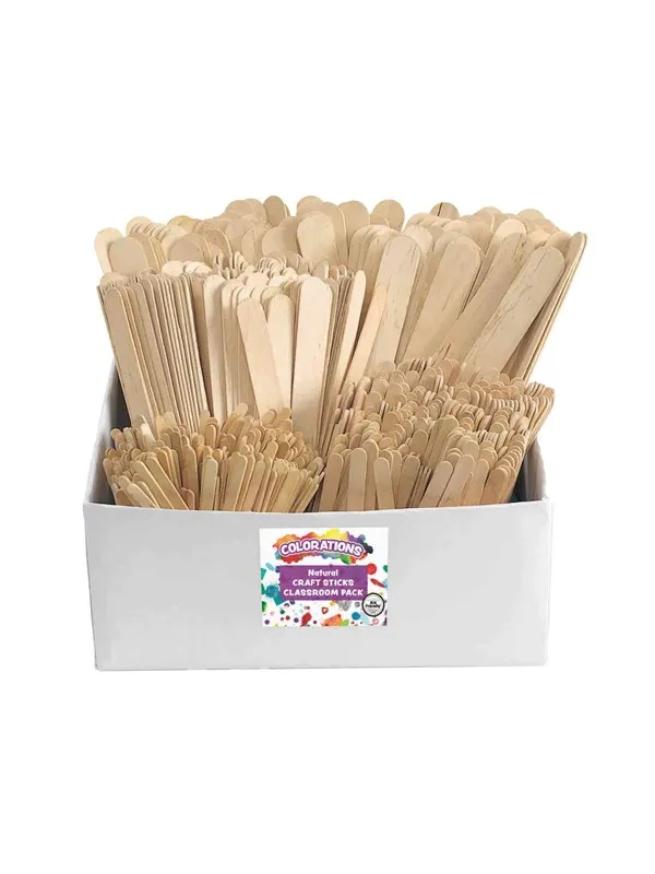 Colorations - Wooden Craft Sticks Miscellaneous Classroom Set 1200 pcs.