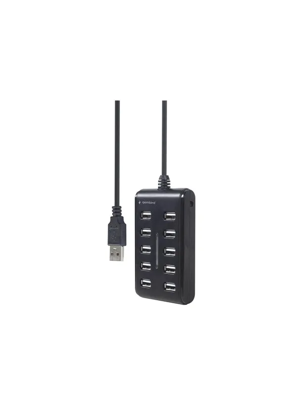 Gembird UHB-U2P10P-01 - hub - 10 ports USB-hub - 10 porter - Svart