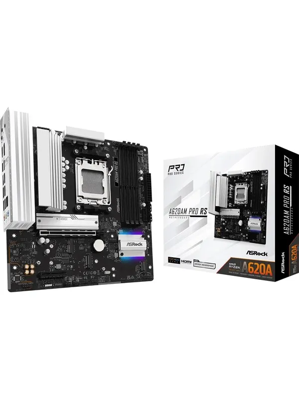 ASRock A620AM Pro RS Hovedkort - AMD A620A - AMD AM5 socket - DDR5 RAM - Micro-ATX