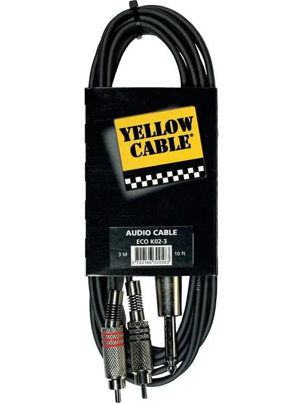Yellow Cable K02-3 - 2 x RCA - 1/4" Jack mono-kabel 3m.