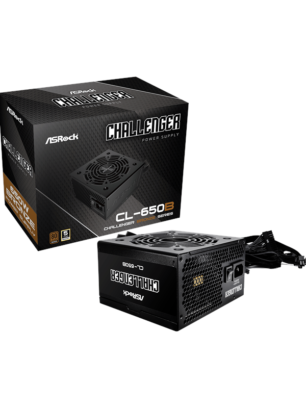 ASRock CL-650B Strømforsyning (PSU) - 650 Watt - 120 mm - ATX 3.1 - 80 Plus Ja