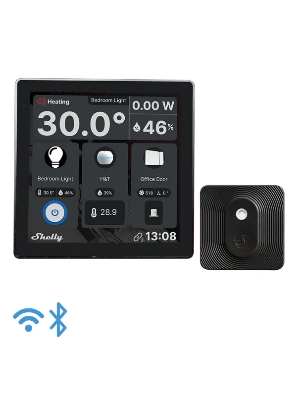 Shelly Wall Display Black + BLU H&T Black - WiFi berøringsskjerm