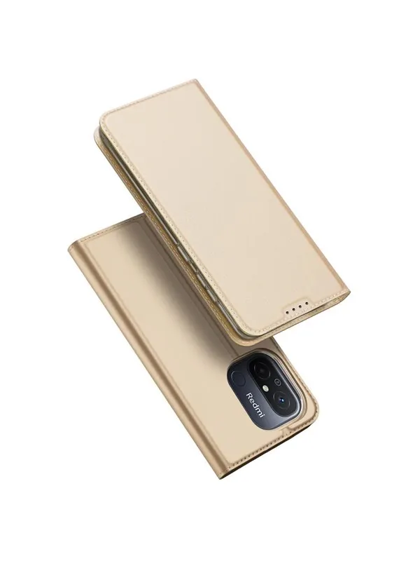Dux Ducis Skin Pro Case for Xiaomi Redmi 11A / Poco C55 / Redmi 12C Flip Cover Card Wallet Stand Gold
